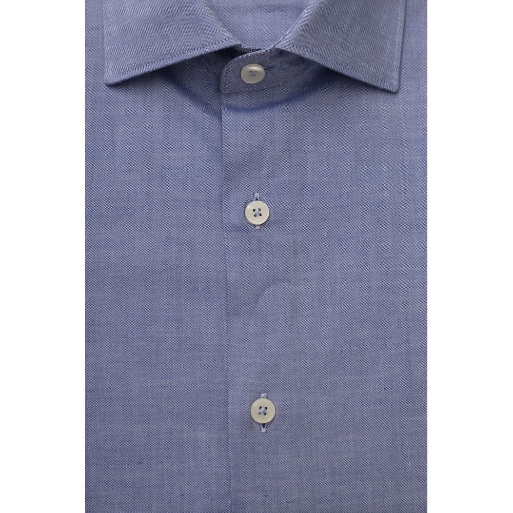 Elegant Light Blue Cotton Shirt with French Collar