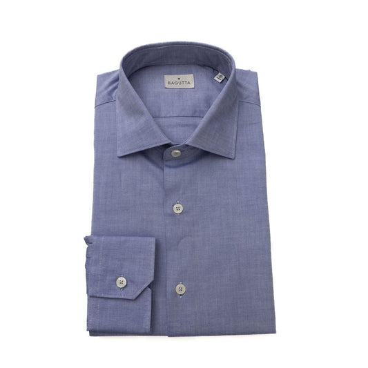 Elegant Light Blue Cotton Shirt with French Collar