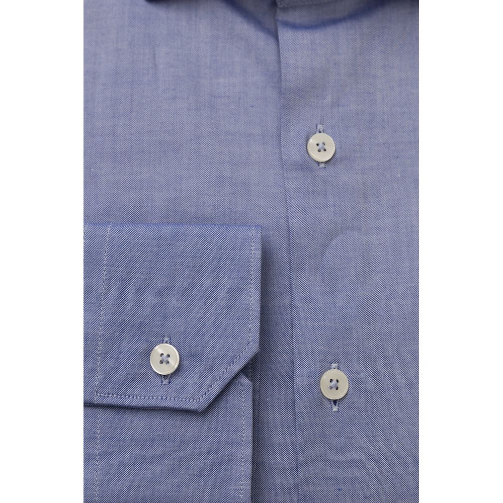 Elegant Light Blue Cotton Shirt with French Collar