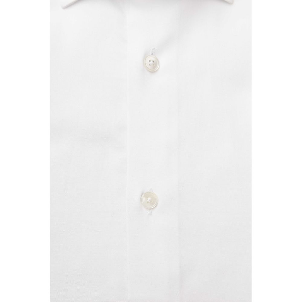 Sleek White Slim Fit French Collar Shirt