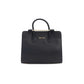 Elegant Blue Calf Leather Shoulder Bag with Golden Accents