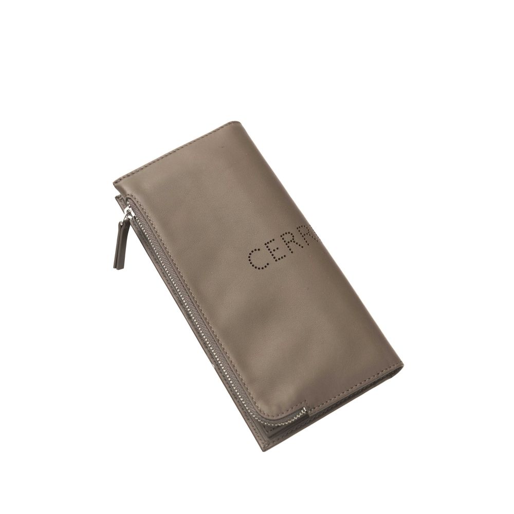 Chic Brown Leather Wallet with Logo