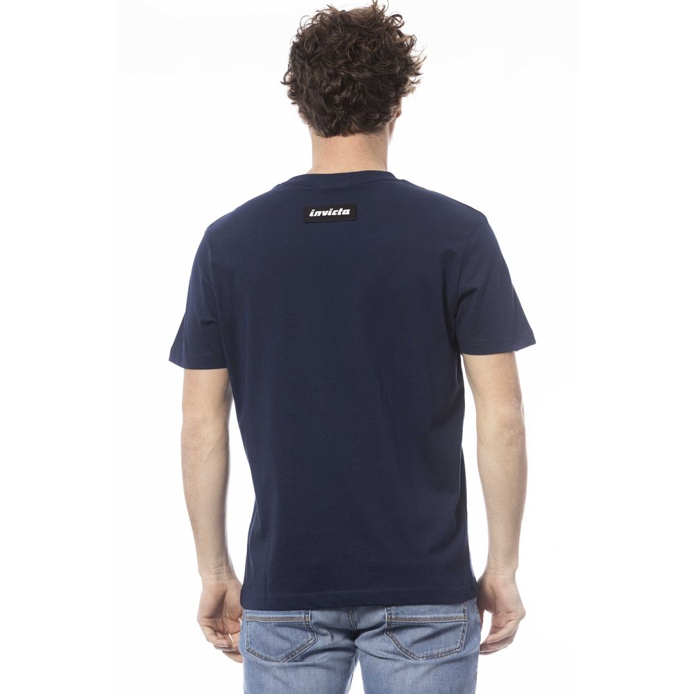 Elevated Blue Cotton Crew Neck Tee