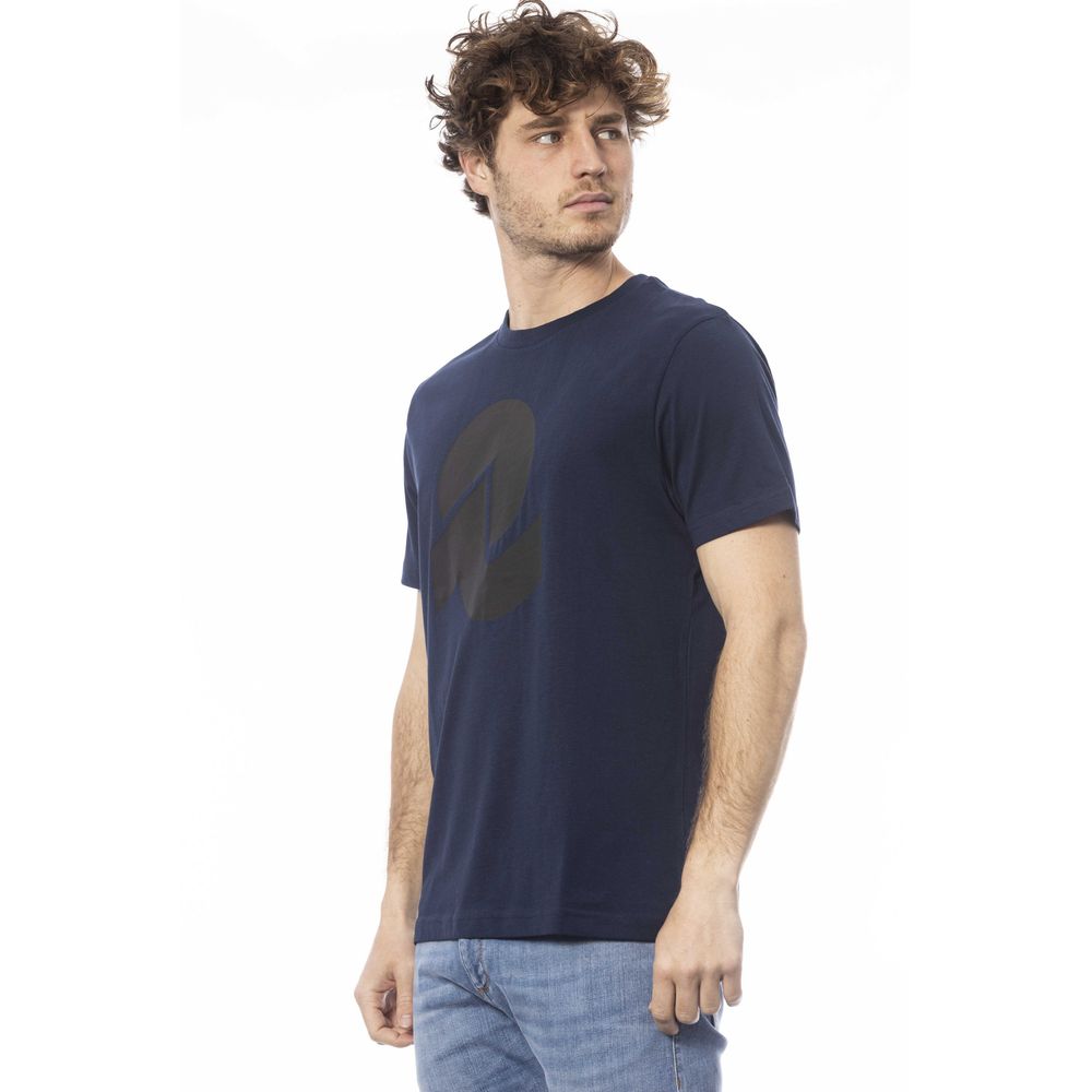 Elevated Blue Cotton Crew Neck Tee