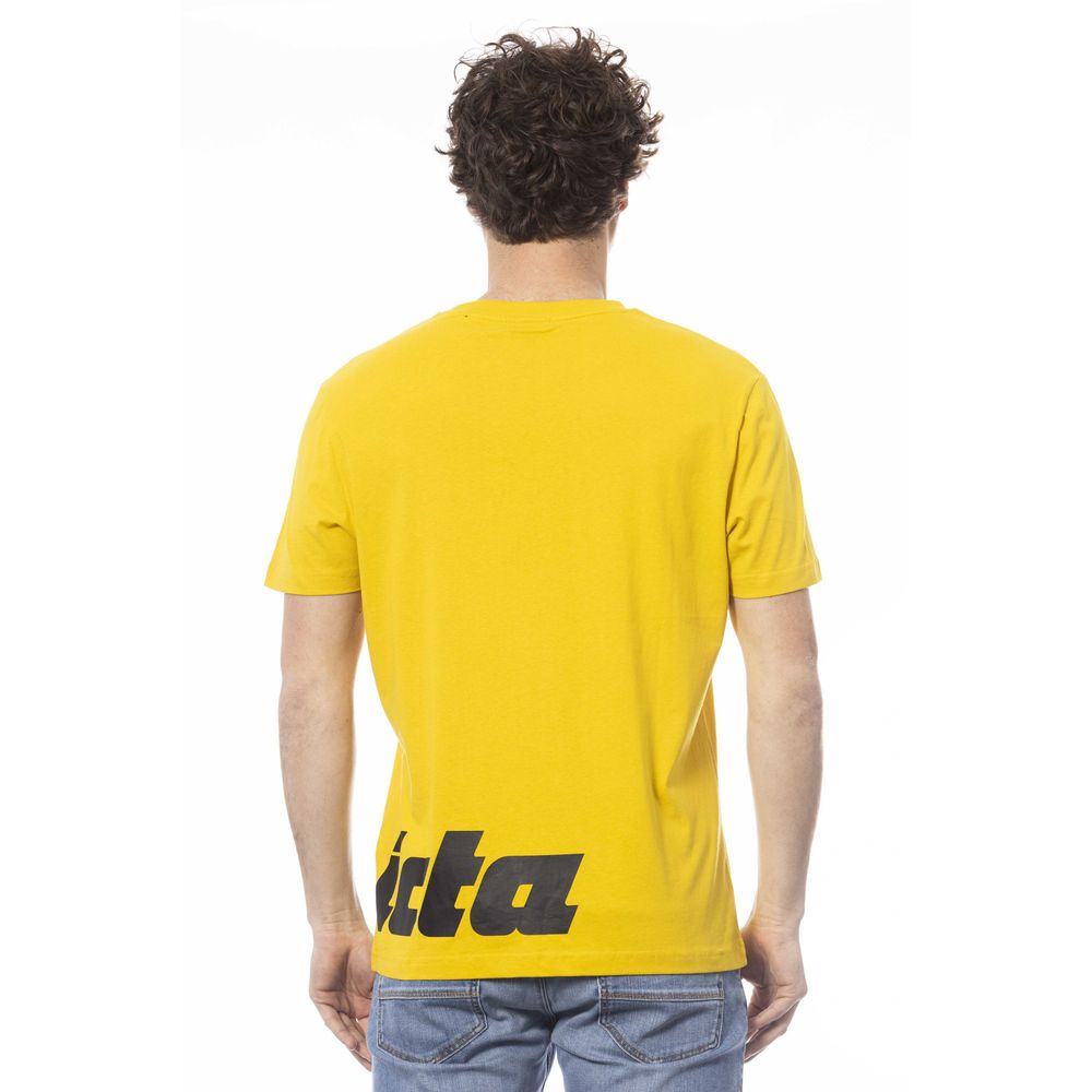 Sunshine Yellow Crew Neck Tee with Logo Print