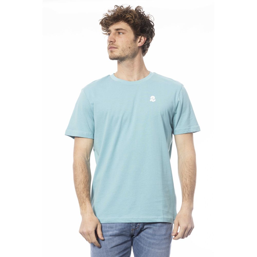 Chic Light Blue Crew Neck Logo Tee