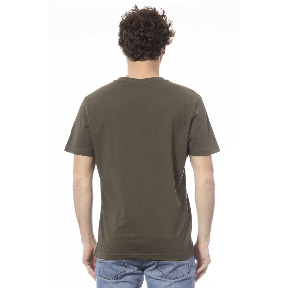 Elegant Green Crew Neck Cotton Tee