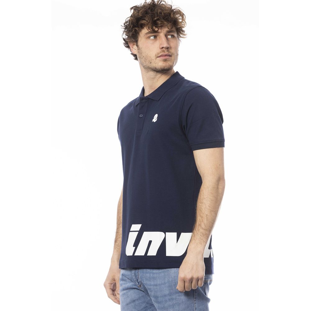 Elegant Blue Cotton Polo with Chest Logo