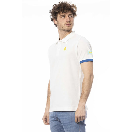 Crisp White Cotton Polo with Chest Logo