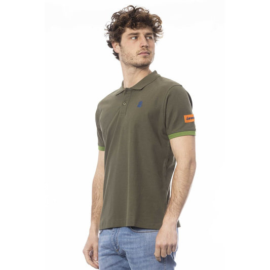 Elegant Green Cotton Polo with Emblem Detail