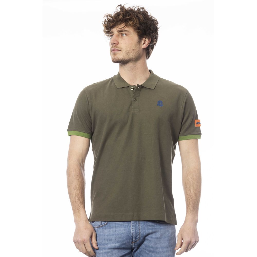 Elegant Green Cotton Polo with Emblem Detail