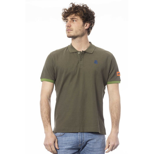 Elegant Green Cotton Polo with Emblem Detail