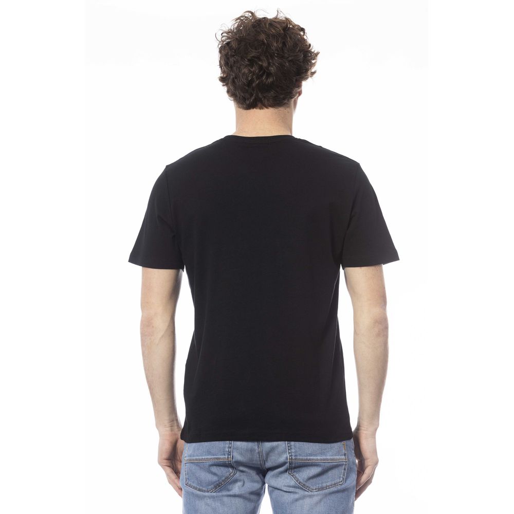 Sleek Black Cotton Crew Neck Tee