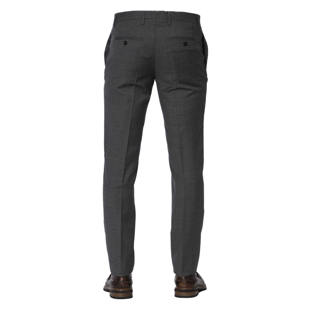 Elegant Gray Trousers with Tailored Finish