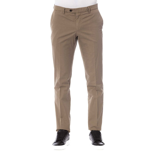 Elegant Cotton Trousers in Classic Brown