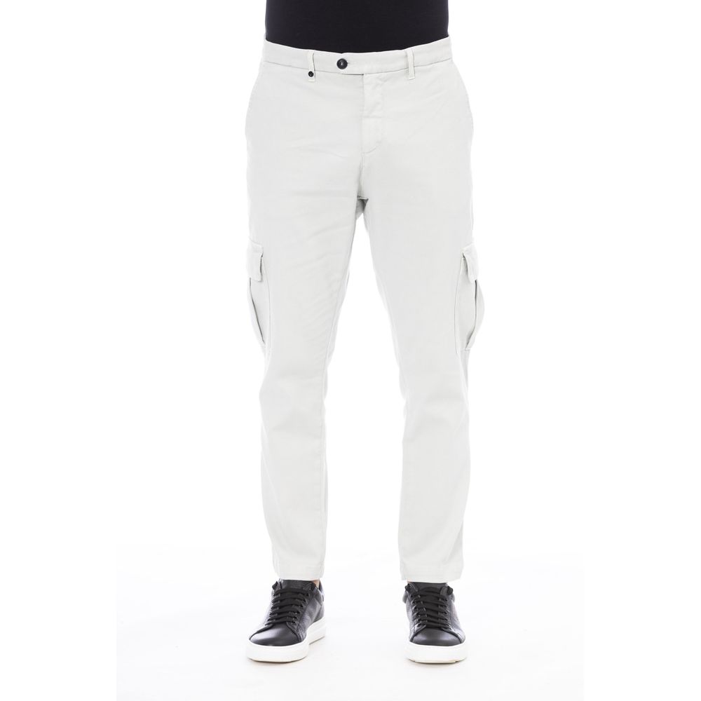 Elegant White Cotton Blend Trousers