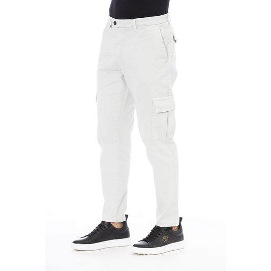 Elegant White Cotton Blend Trousers