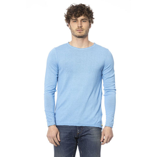 Elegant Light Blue Crewneck Cotton Sweater