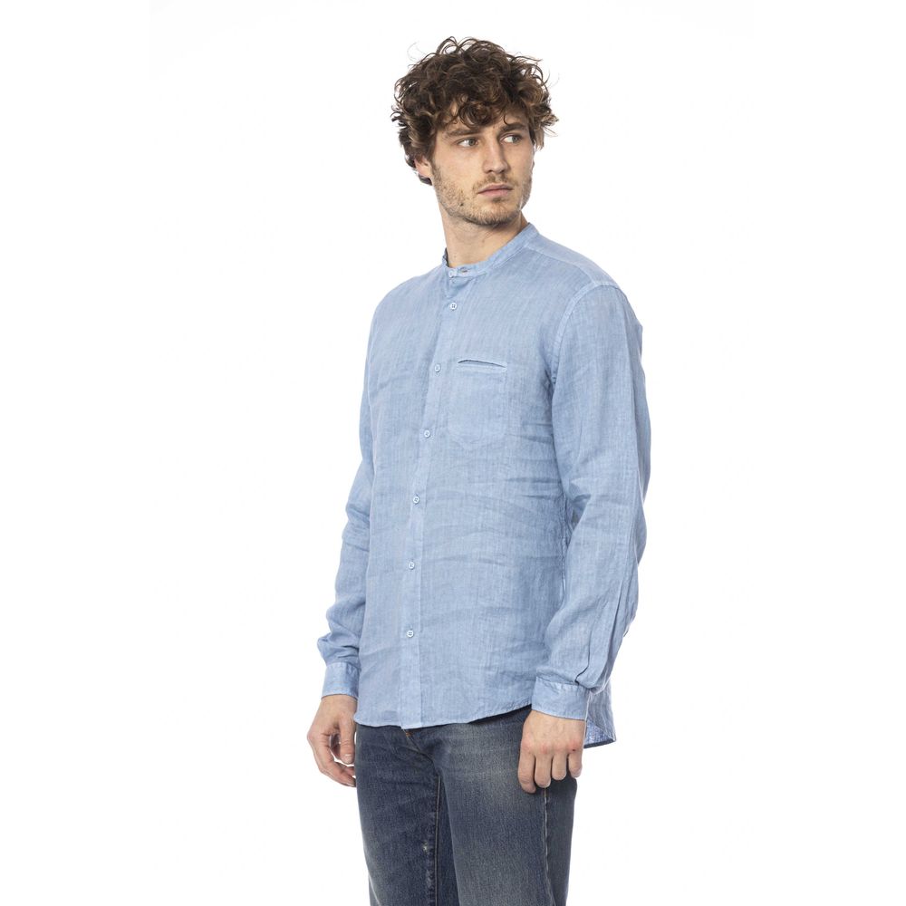 Elegant Linen Mandarin Collar Shirt