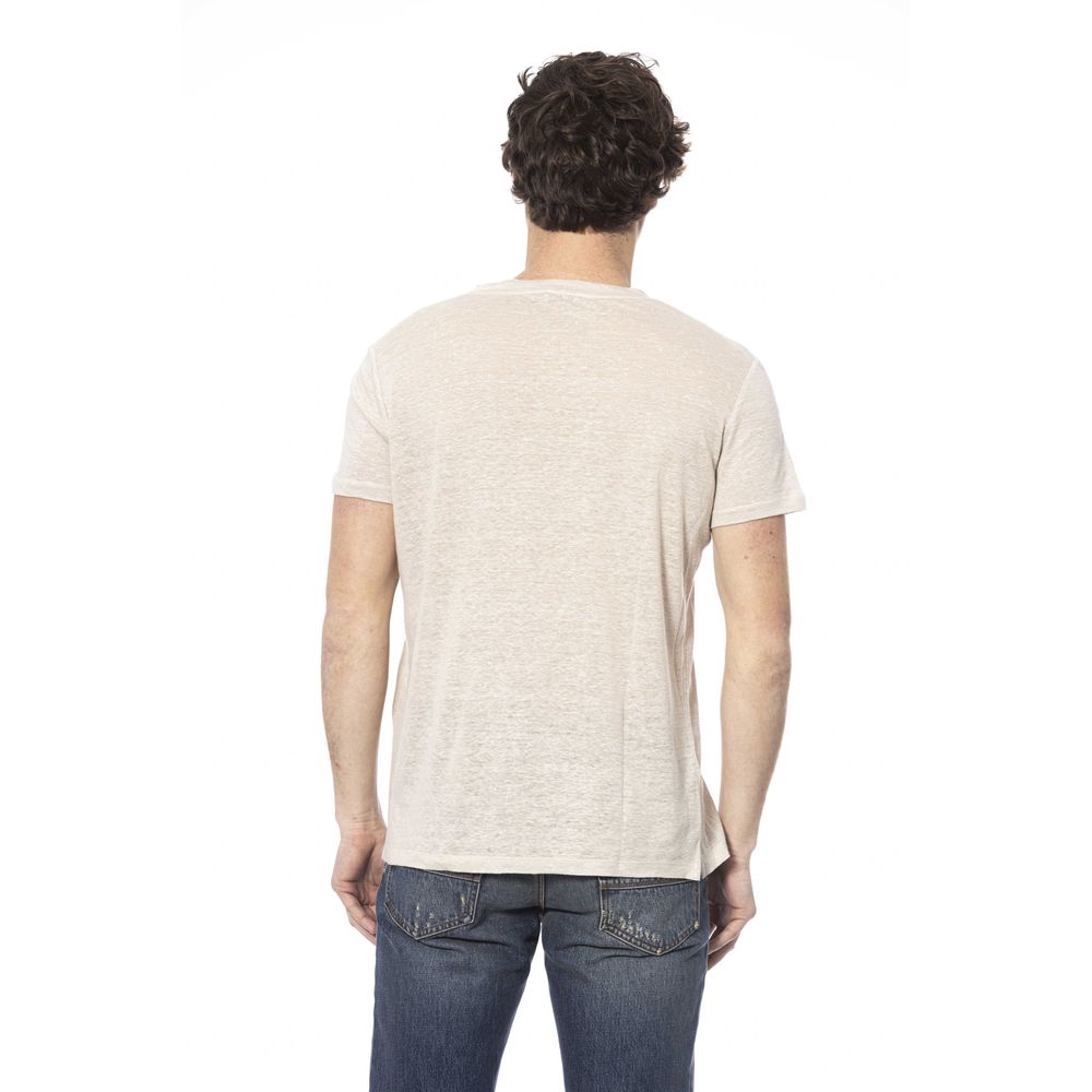 Beige Crew Neck Cotton T-Shirt