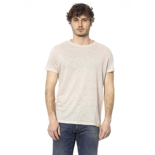 Beige Crew Neck Cotton T-Shirt