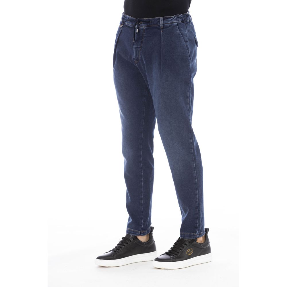 Sleek Blue Denim Jeans with Logo Detail