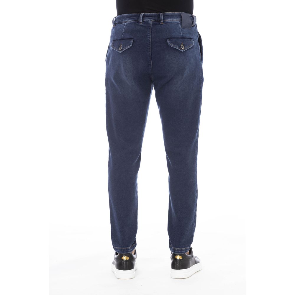 Sleek Blue Denim Jeans with Logo Detail