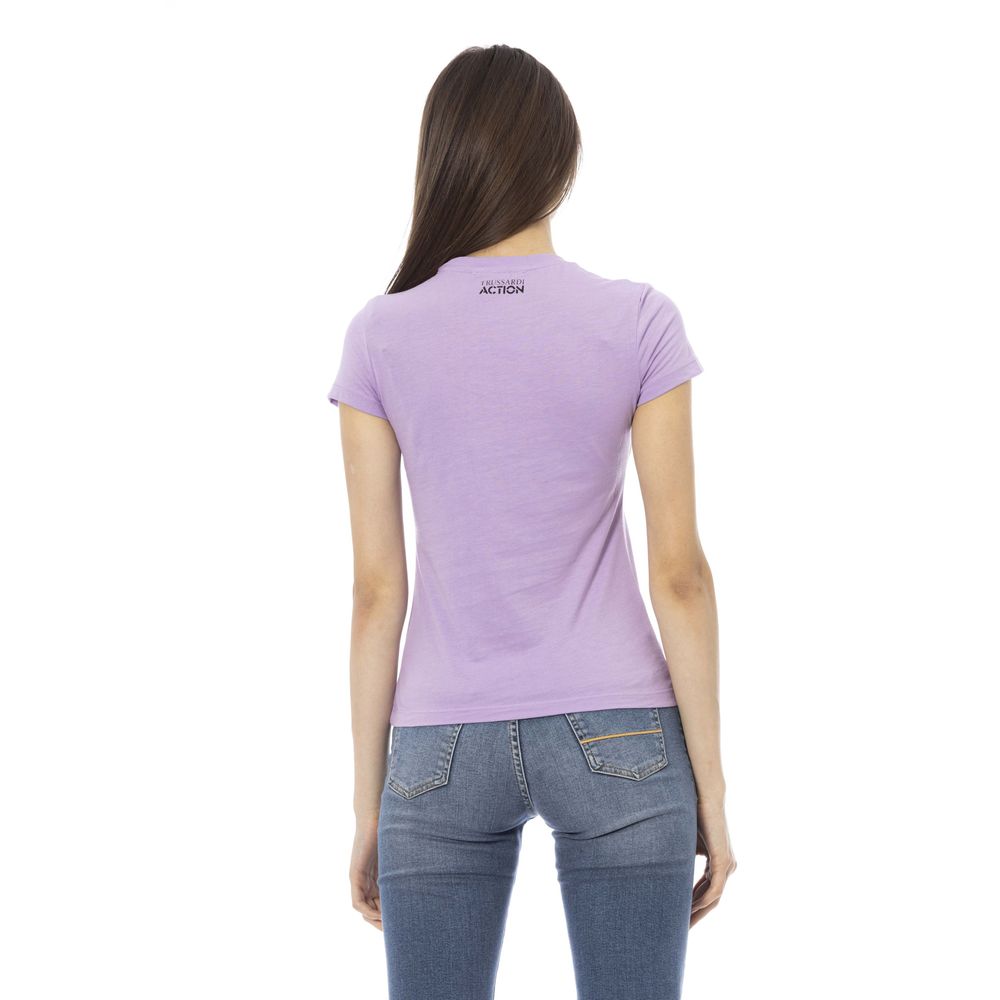 Elegant Purple Cotton Blend Tee