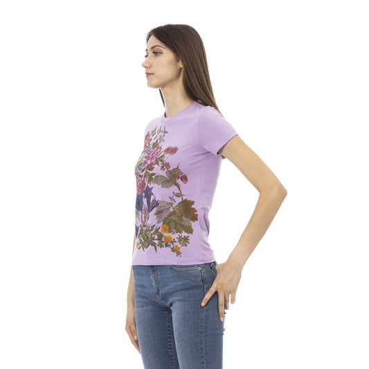 Elegant Purple Cotton Blend Tee