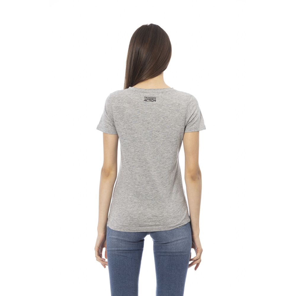 Chic Gray Short Sleeve Round Neck Tee