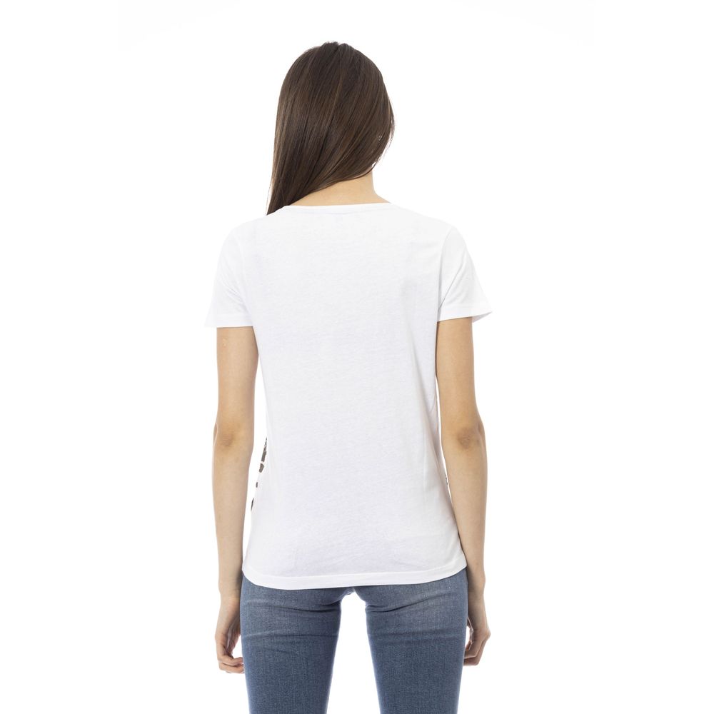 Chic White Short Sleeve Round Neck Tee