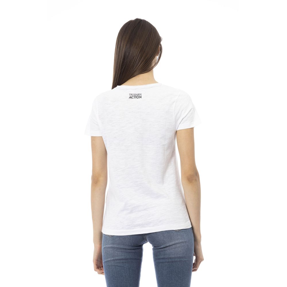 Chic White Short Sleeve Tee with Exclusive Print