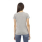 Elegant Gray V-Neck Tee with Chic Print