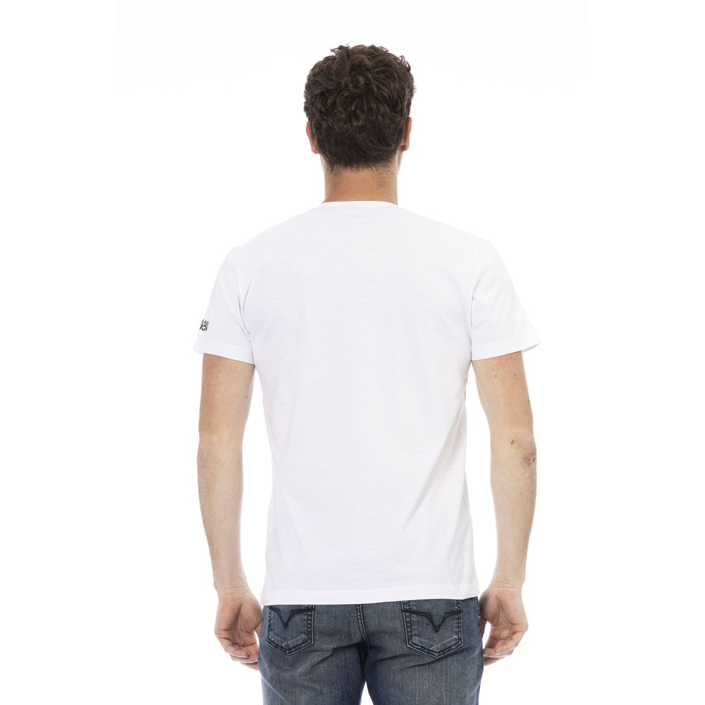 Elegant White V-Neck Tee with Front Print