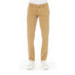 Beige Cotton Blend Trousers with Pockets