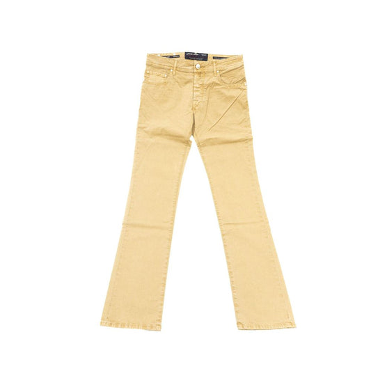 Elegant Beige Cotton Blend Jeans