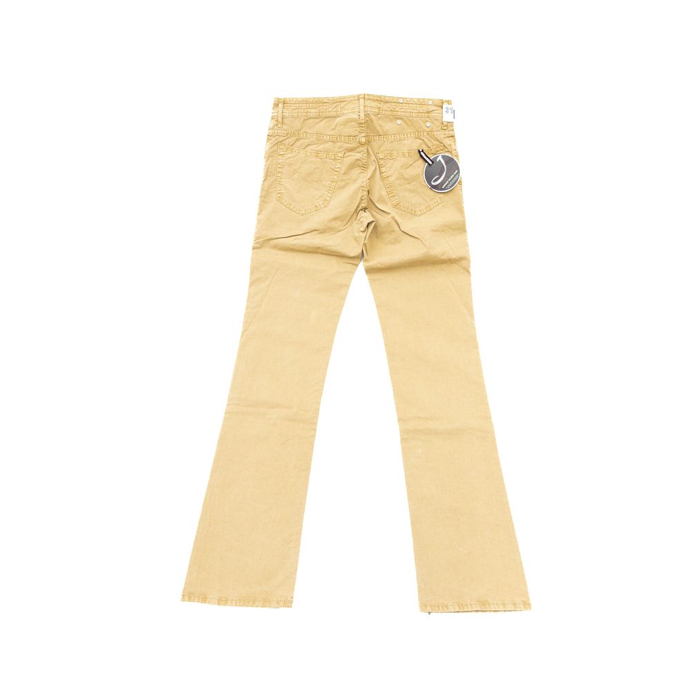 Elegant Beige Cotton Blend Jeans