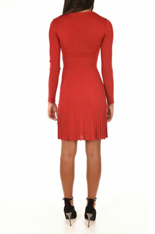 Radiant Ribbed Lurex V-Neck Dress with Belt