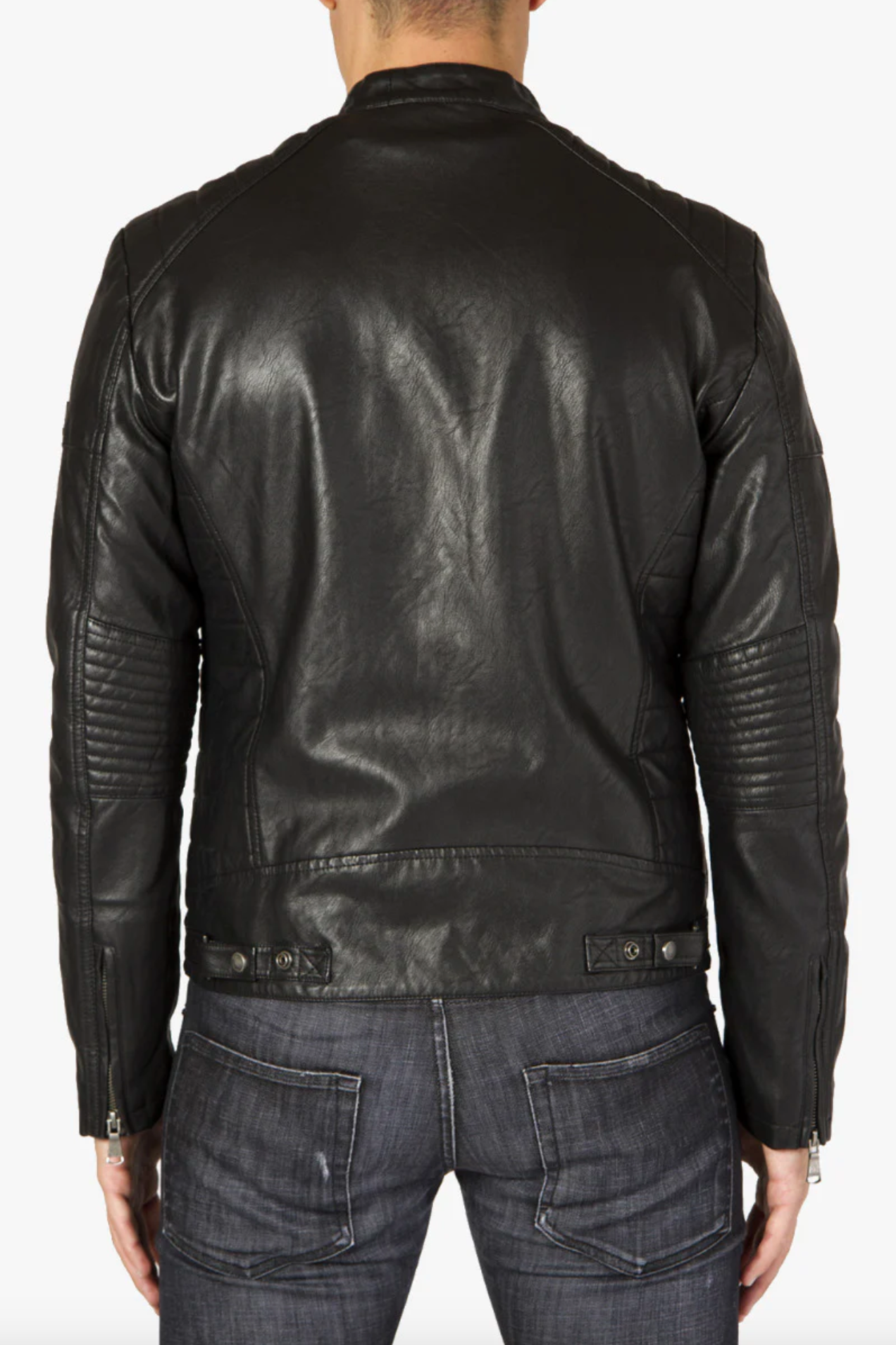 Sleek Black Faux Leather Men's Jacket