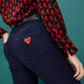 Chic Heart-Back Dark Blue Jeans