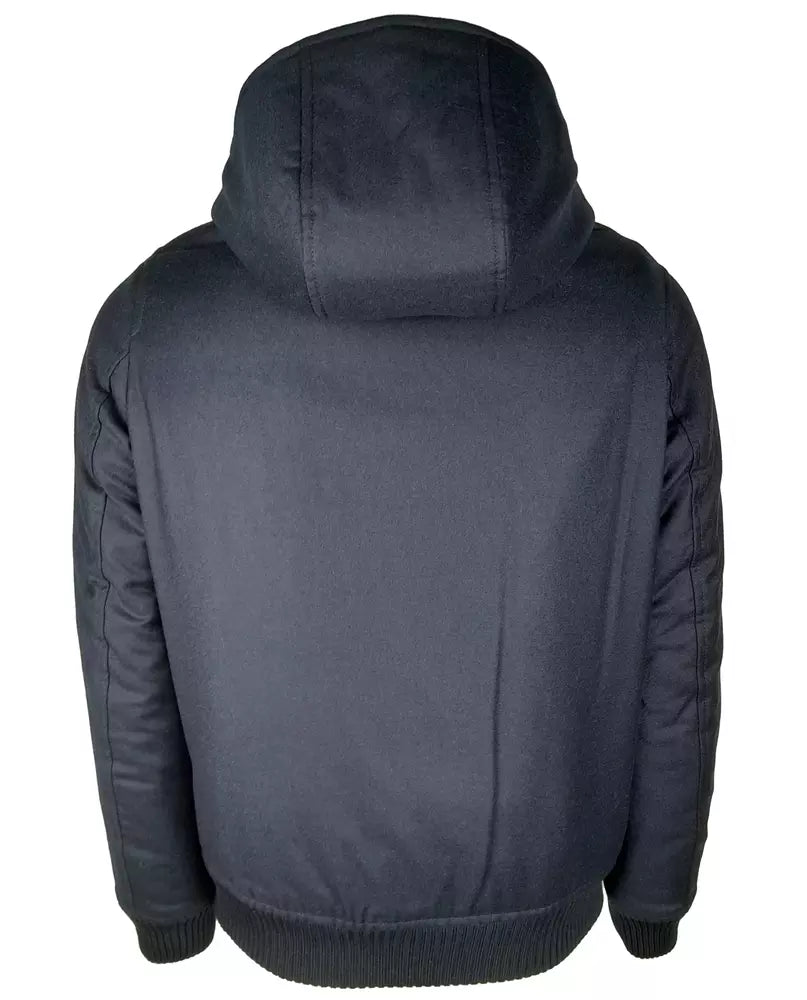 Elegant Wool-Cashmere Men's Jacket with Hood