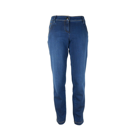 Elegant Dark Blue Chloe Jeans with Pony Skin Patch