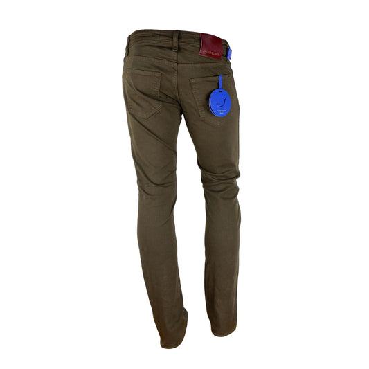 Elegant Brown Regular Fit Jeans with Pony Skin Patch