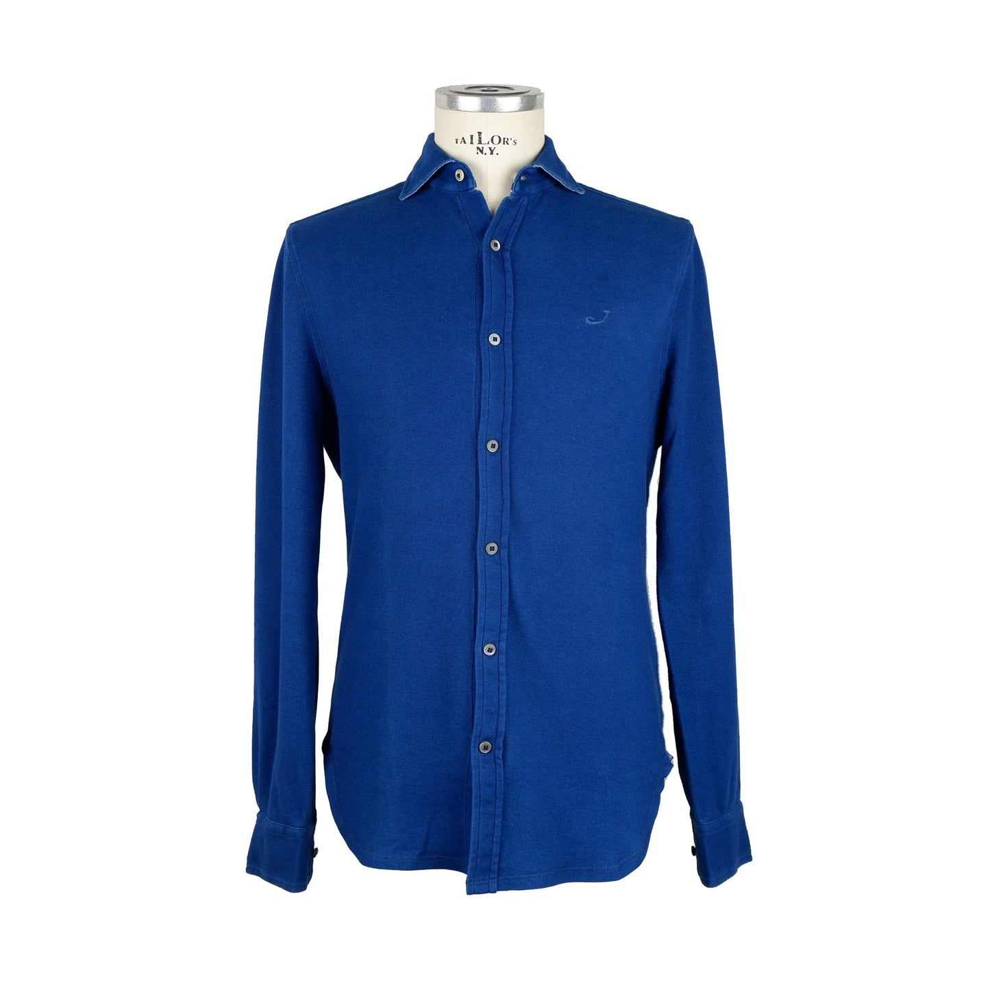 Indigo Blue Cotton Men's Shirt with Chest Logo