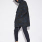Camouflage Hooded Trench Coat in Dark Blue