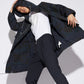 Camouflage Hooded Trench Coat in Dark Blue