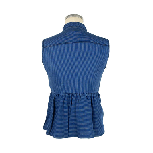 Elegant Stripe Sleeveless Blouse in Blue