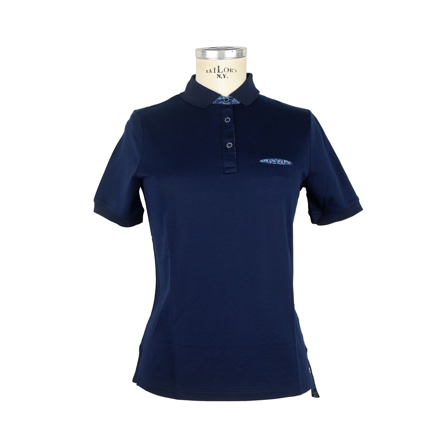 Elegant Dark Blue Cotton Polo Shirt for Women