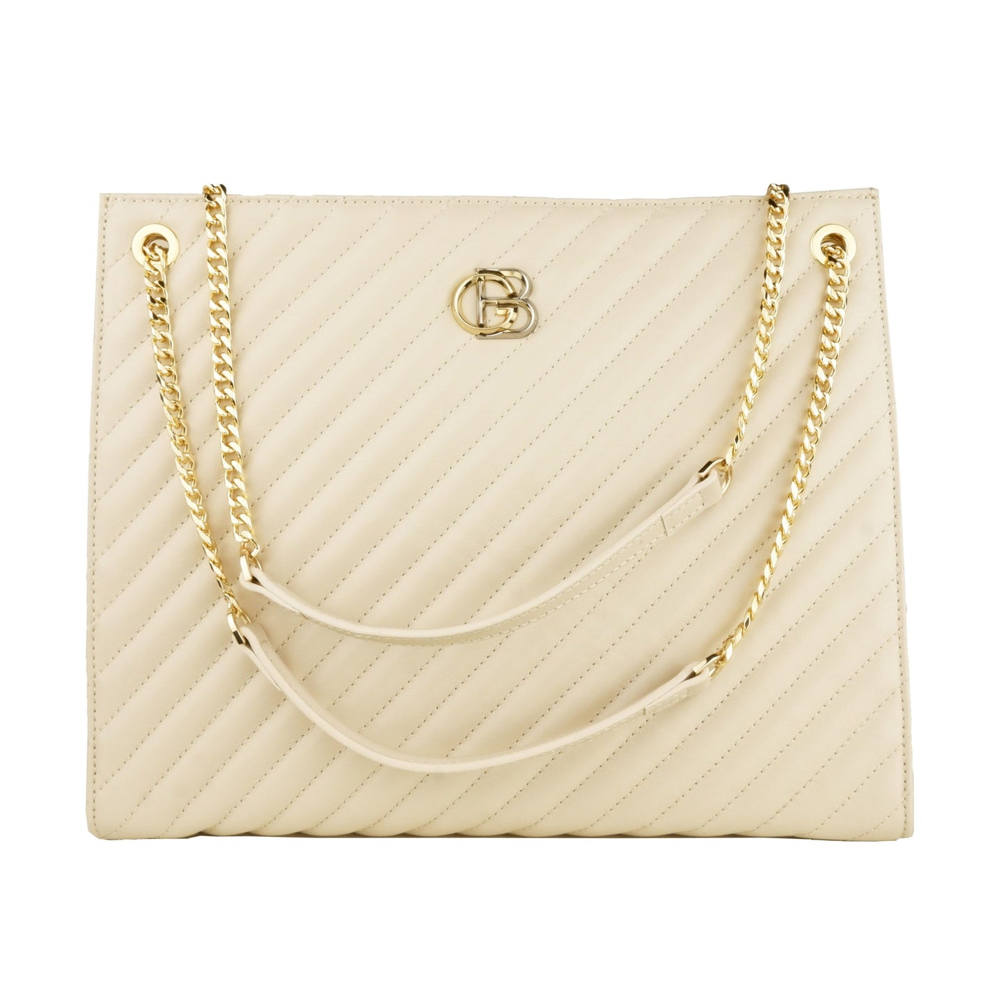 Beige Calf Leather Chic Shoulder Bag