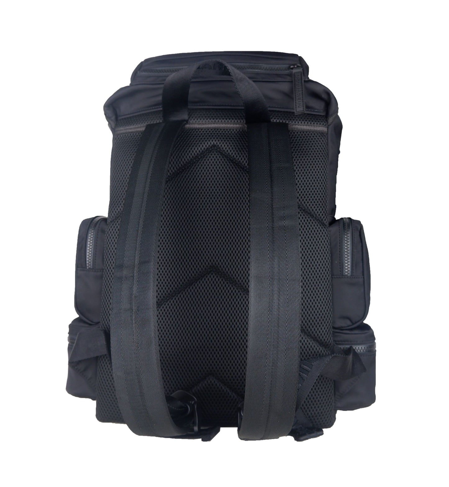 Sleek Nero Nylon Backpack with Multiple Pockets